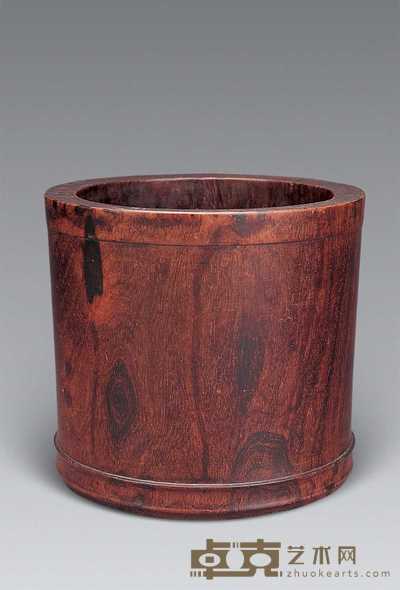 清 黄花梨带底笔筒 高14cm